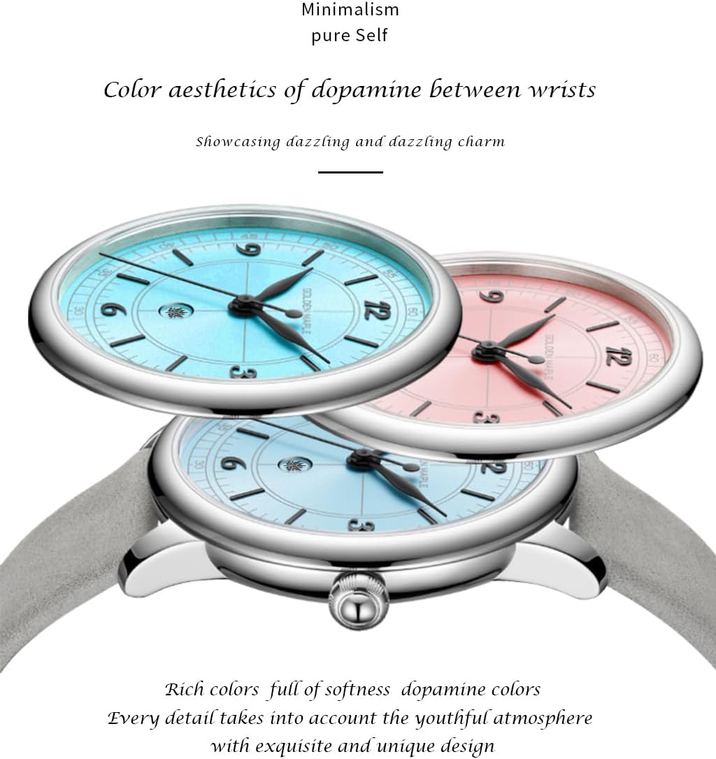 Ladies Watches Swiss Quartz Movement Watches for Women Large Face Leather Watch - Macaron Series